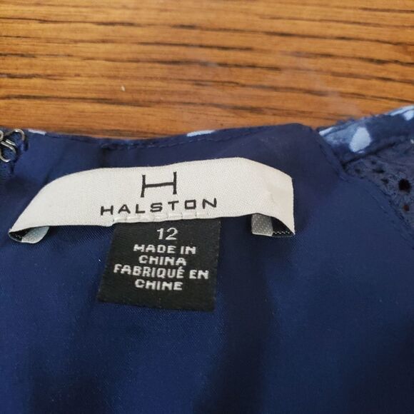 Halston blue&white polkadot dress sz 12 - Picture 2 of 4